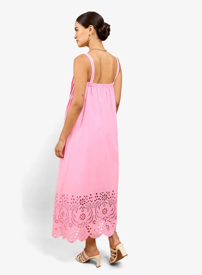 Little Mistress Pink embroidered Midi Dress - Image 2